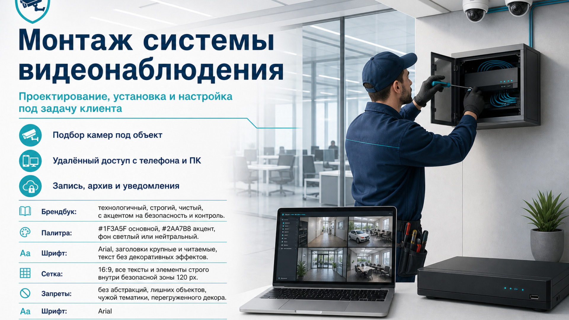 Монтаж системы видеонаблюдения